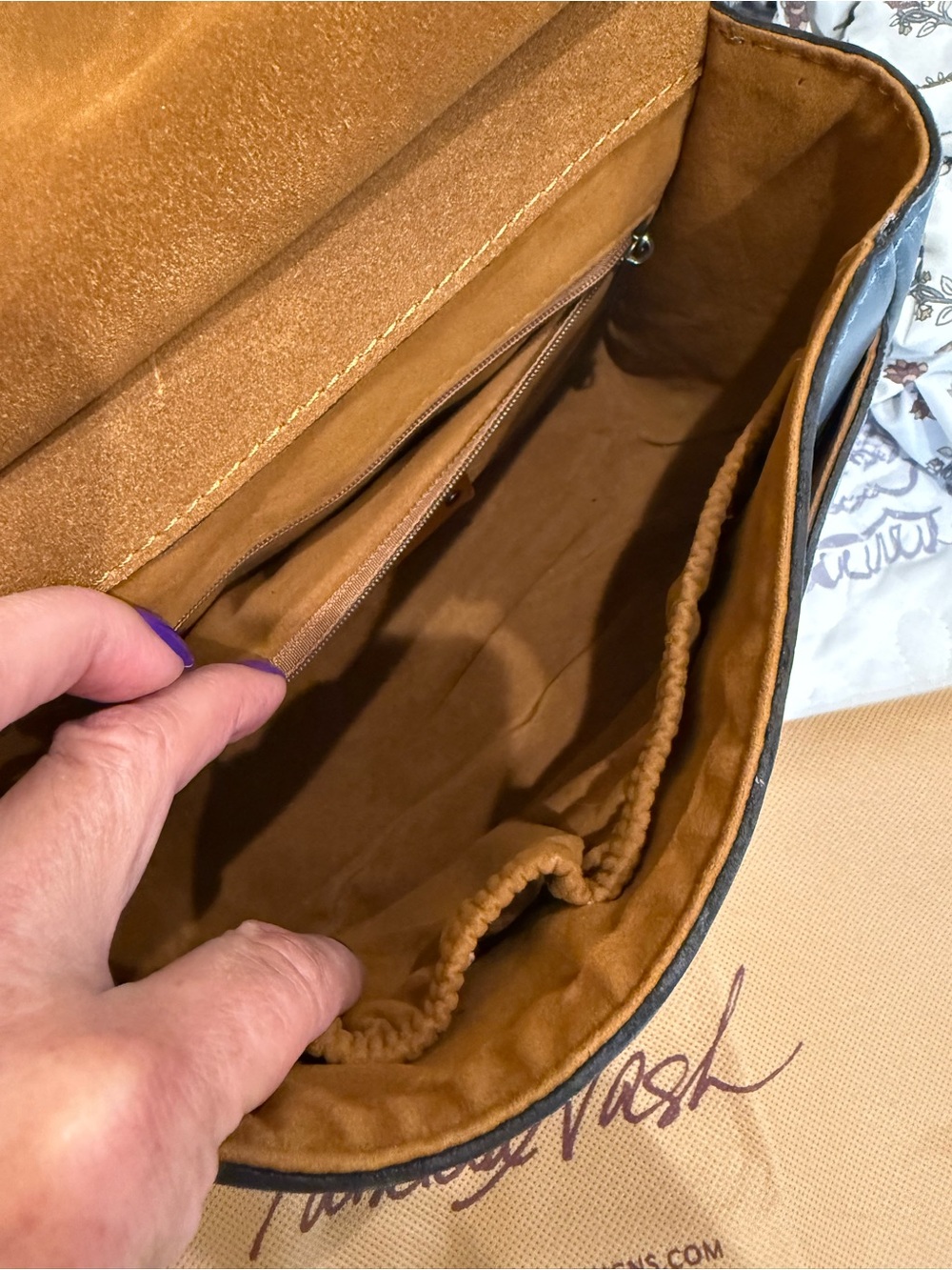 Patricia Nash Claretta mirage Blue leather Saddle Crossbody - Picture 6 of 8